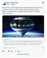 世界首个载人太空气球将在美国这地升空，1600人已付订金！